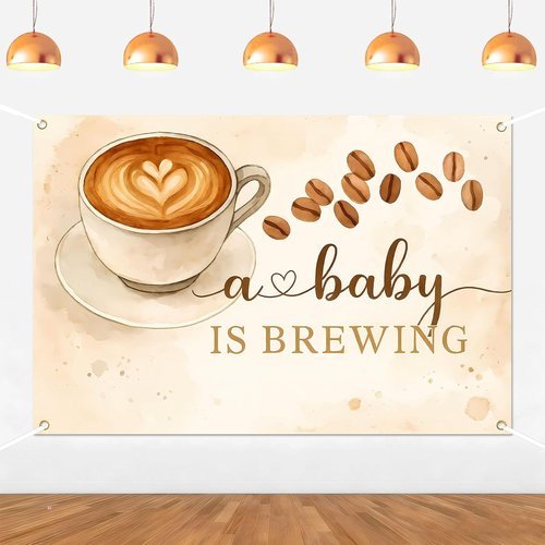 A Baby is Brewing Backdrop Coffee Theme Baby Shower Decorations Coffee Bean