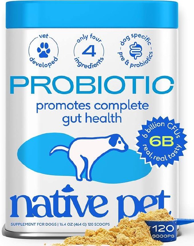 Native Pet Probiotics for Dogs – Dog Probiotic Powder for Gut & Digestive Health, Vet-Formulated 6B CFUs Dog-Specific Pr