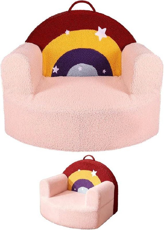 Rainbow Kids Chairs Toddler Couch Comfy sillones Single Sofa With Removable Washable Cover,high-density sponge,Carry Han