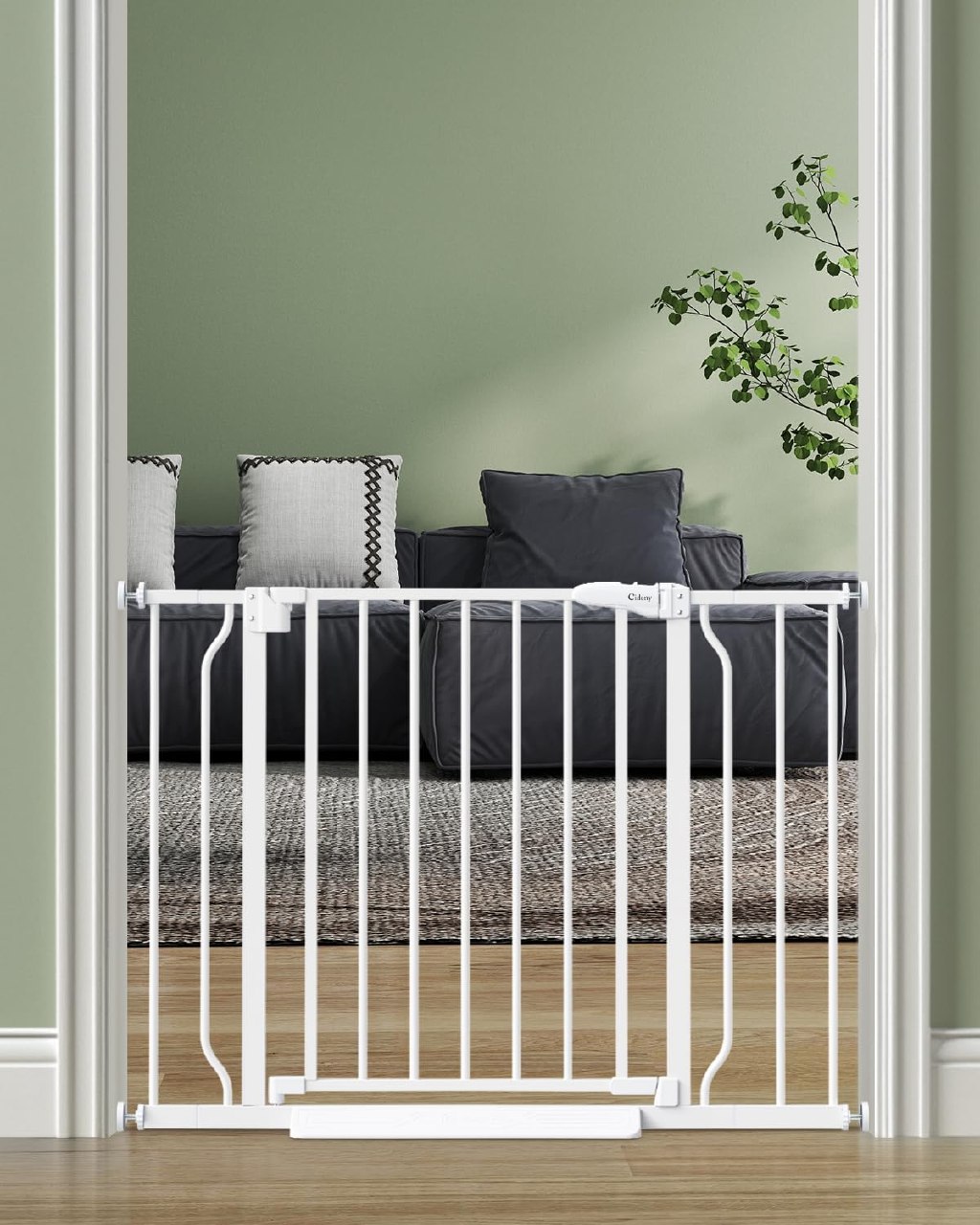 Cideny Baby Gate Auto Close, 29"-40" Dog Gate Indoor for Stairs & Doorways