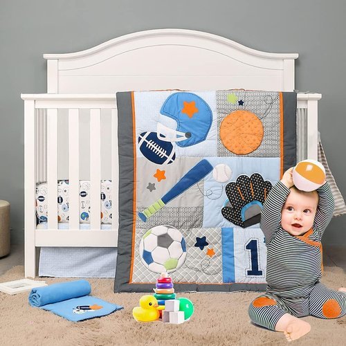 Brandream Sport Baby Crib Bedding Sets - No.1 Champ Ball Theme Boys Nursery