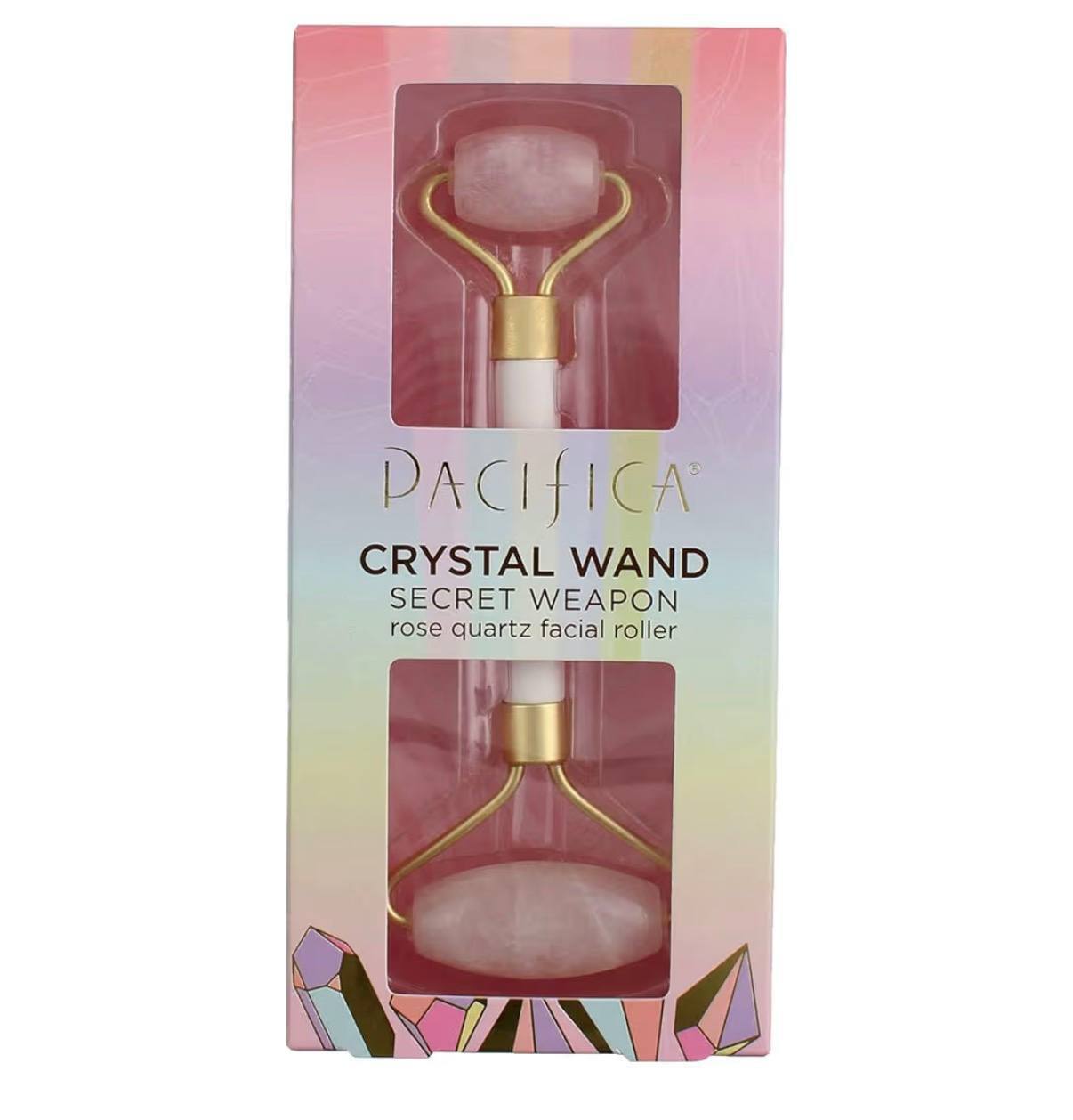Pacifica Rose Quartz Facial Roller Massager – Crystal Gua Sha Skincare Tool for Face, Eyes & Neck – Cooling Stone Face M
