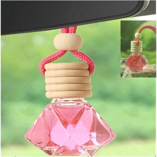 Red Car Air Freshener 8ML Car Perfume Glass Pendant 2PCS with 20ML Spare
