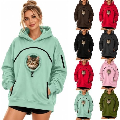 Pet Pouch Hoodie With Pull Plus Size Zip Up Pocket For Cat Dogs & Snack