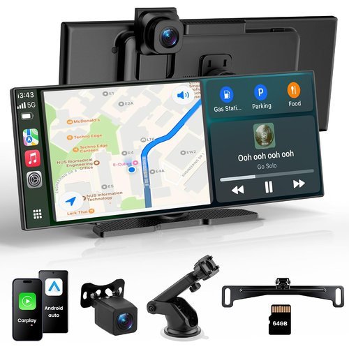 11.5" Wireless Carplay Screen, 4K Dash Cam + 1080P Backup Cam