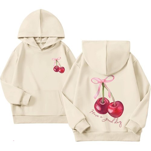 BINTEHGS Cute Cherry Hoodies for Girls Coquette Bow Graphic Hoodie with