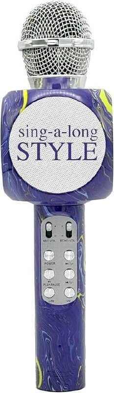 Sing-Along Bling Bluetooth Karaoke Microphone with LED for Karaoke Speaker Rechargeable Bedazzled Microphone, Wireless K