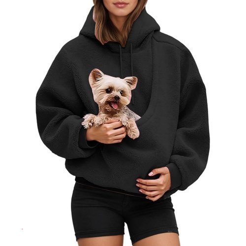 Womens Hoodie with Pet Pocket 2026 Cute Cat Dog Pouch Oversized