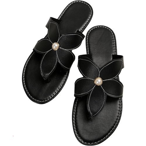 RoseSeek Women's Floral Pearl Flip Flops Toe Post Dressy Thong Sandals