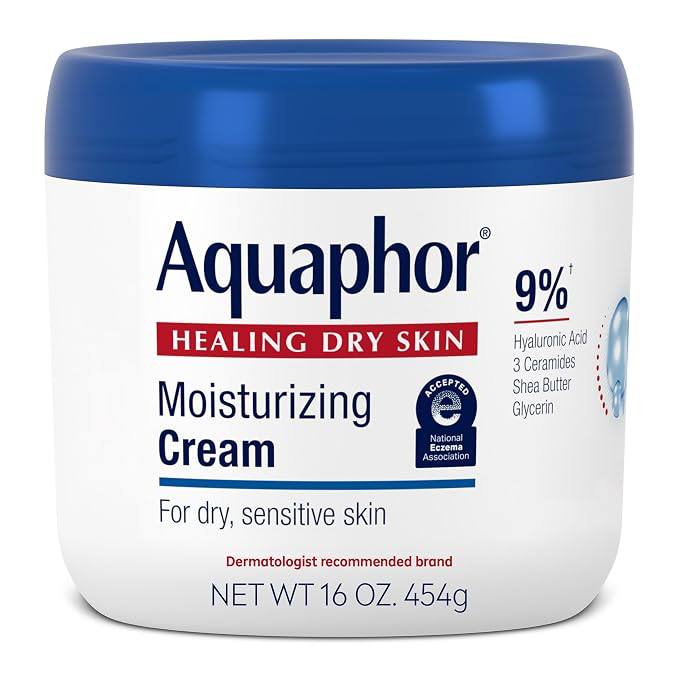 Aquaphor Moisturizing Face and Body Cream with Hyaluronic Acid, 16 OZ Face and Body Moisturizer for Dry, Sensitive Skin,