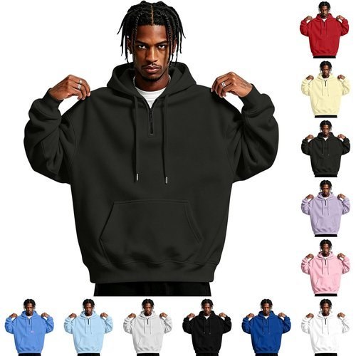 Mens Quarter Zip Pullover Hoodies Oversized Running Fall Sweatshirts