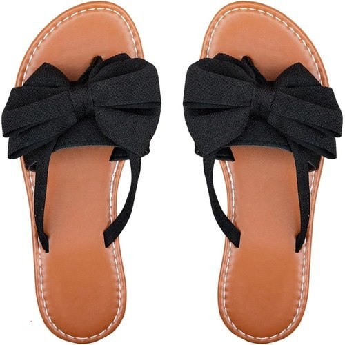 GORGLITTER Women's Leopard Print Bow Flat Sandals Slip On Open Toe Flip Flops
