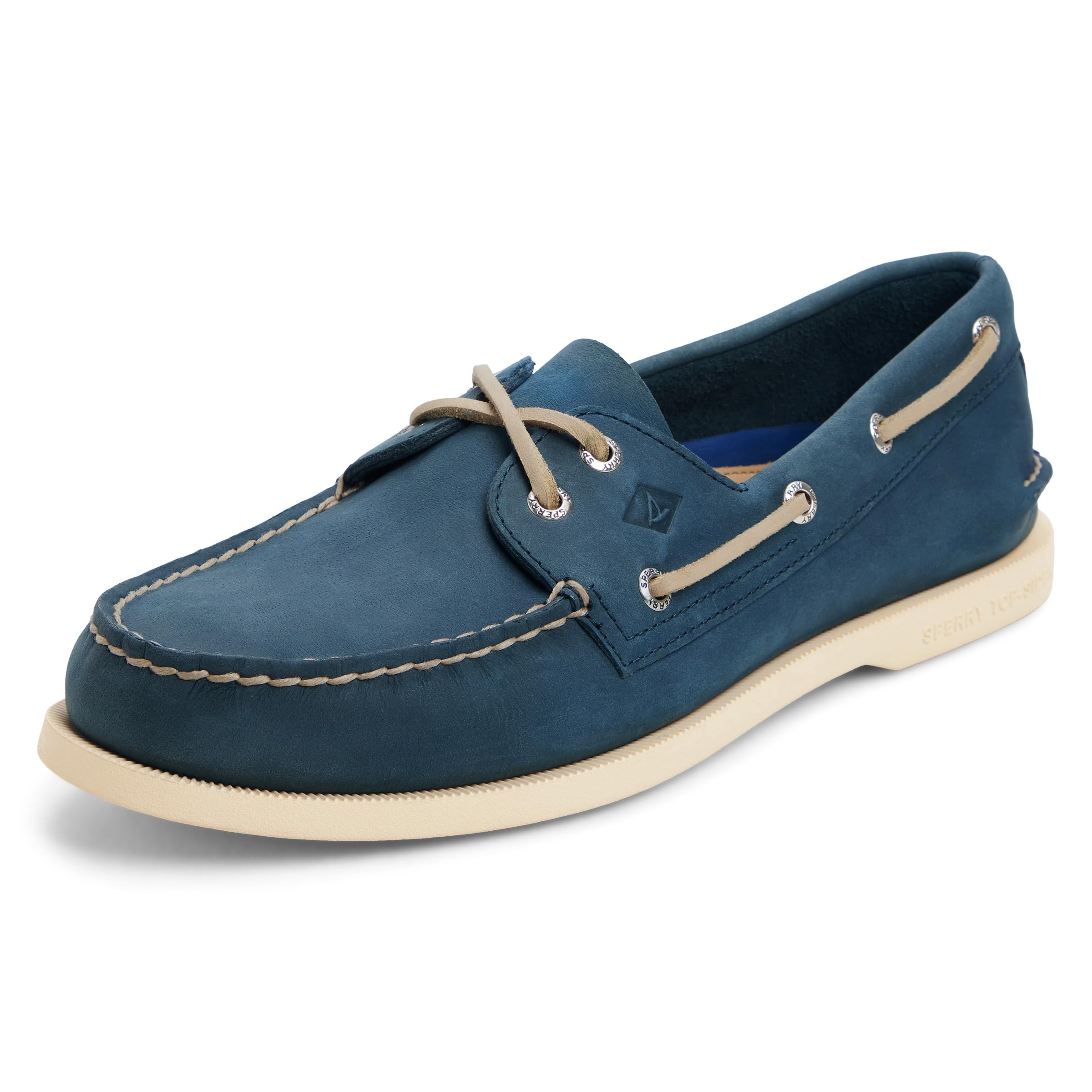 Sperry Men's Authentic Original 2-Eye Leather Boat Shoe, Washed Navy