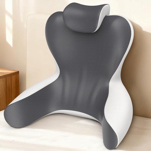 22" XL Reading Pillow Sitting in Bed,Back Support & Armrests(Grey &