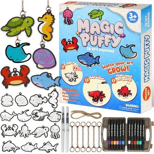 CZTCDP 3D Ocean Animal Foam Texture Painting Kit for Kids Ages 3-8