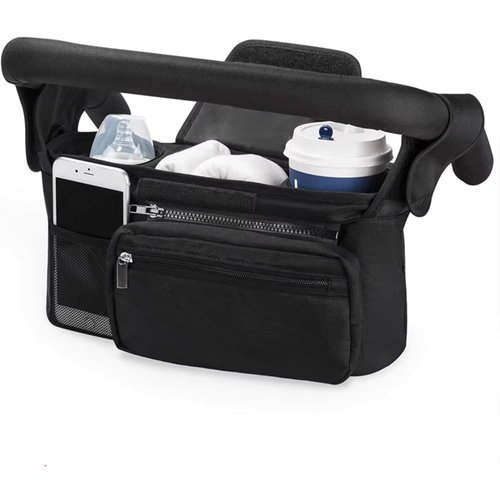 Universal Stroller Organizer with Insulated Cup Holder Detachable Phone Bag