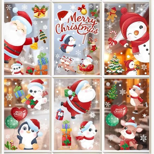 168 Pcs Christmas Window Decorations - Merry Christmas Window Clings for