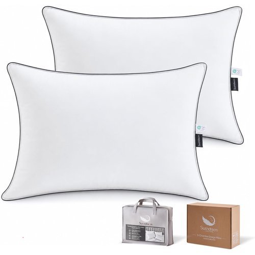 Goose Feather and Down Bed Pillows Standard Size Set of 2