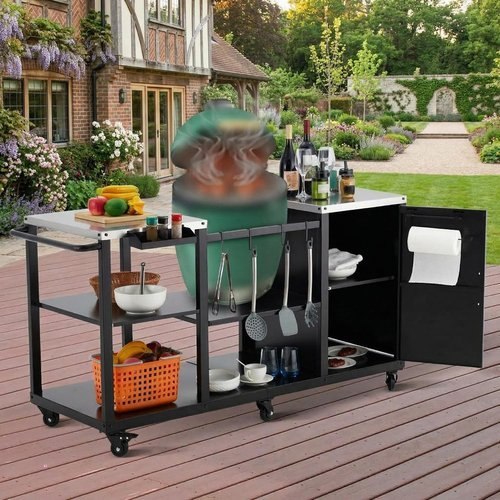 Grill Table Cart Compatible with Big Green Egg