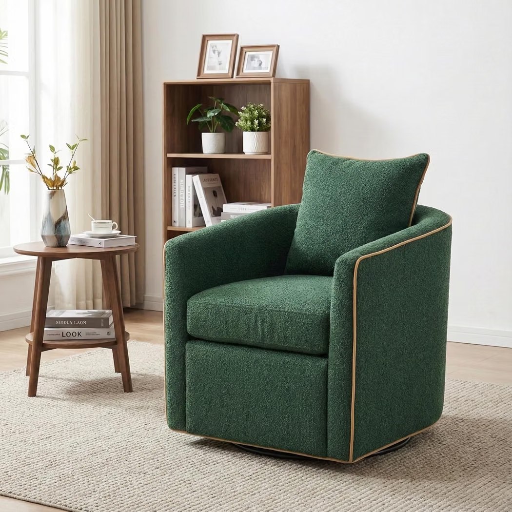 Christopher Knight Home Arlo 360° Swivel Accent Chair for Living Room, Bouclé Upholstered Rotating Lounge Chair Indoor, 