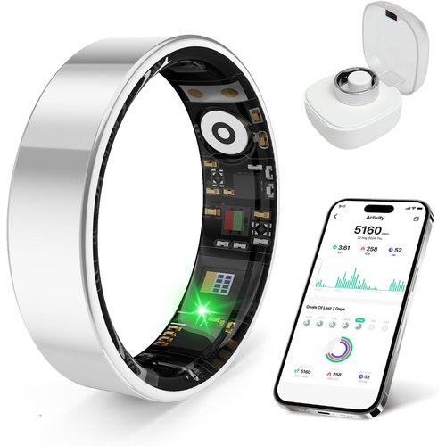 Smart Ring Health Monitor for Sleep Stress Exercise Tracking, IP68 Waterproof