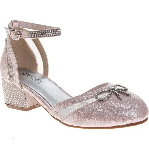 Josmo Girls Rhinestone Glitter Dress Sandal with Low Heel Fancy Sparkly Ankle