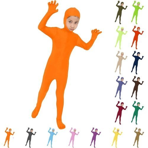 Kids Orange Bodysuits Halloween Costume Full Body Zentai Suit Orange 3-5 T