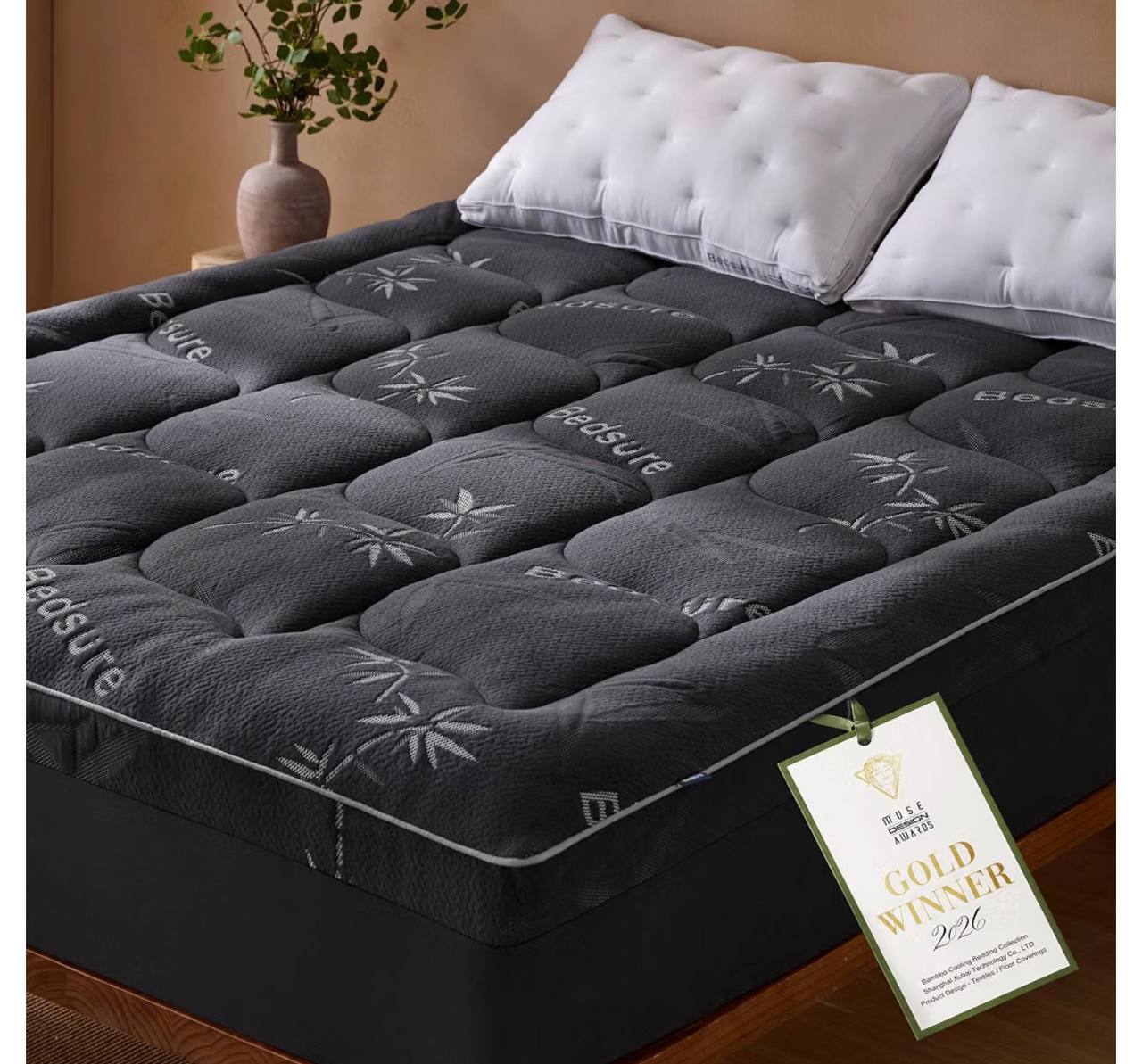 Bedsure 2 Inch Queen Mattress Topper - Viscose Made from Bamboo Ultra Soft Thick Fluffy Pillow Top Mattress Pad with 21 
