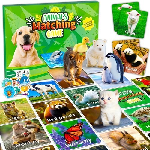 YTSQLER 100 PCS Animal Memory Matching Game | For kids Ages 4-8, toddlers 3-5